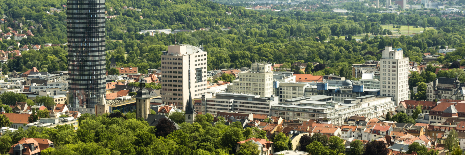 Luftaufnahme der Tagungsstadt Jena - Fachbesuch in Jena © JenaKultur, Foto: Andreas Hub